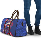 Personalized Western Bulldogs Travel Bag Polynesian Tribal Bulldog Mascot With Hibiscus Floral Art
