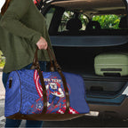Personalized Western Bulldogs Travel Bag Polynesian Tribal Bulldog Mascot With Hibiscus Floral Art