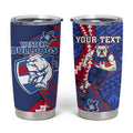 Personalized Western Bulldogs Tumbler Cup Polynesian Tribal Bulldog Mascot With Hibiscus Floral Art