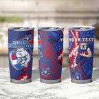 Personalized Western Bulldogs Tumbler Cup Polynesian Tribal Bulldog Mascot With Hibiscus Floral Art