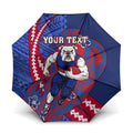 Personalized Western Bulldogs Umbrella Polynesian Tribal Bulldog Mascot With Hibiscus Floral Art