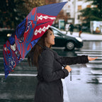Personalized Western Bulldogs Umbrella Polynesian Tribal Bulldog Mascot With Hibiscus Floral Art