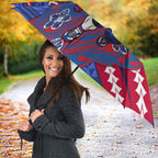Personalized Western Bulldogs Umbrella Polynesian Tribal Bulldog Mascot With Hibiscus Floral Art
