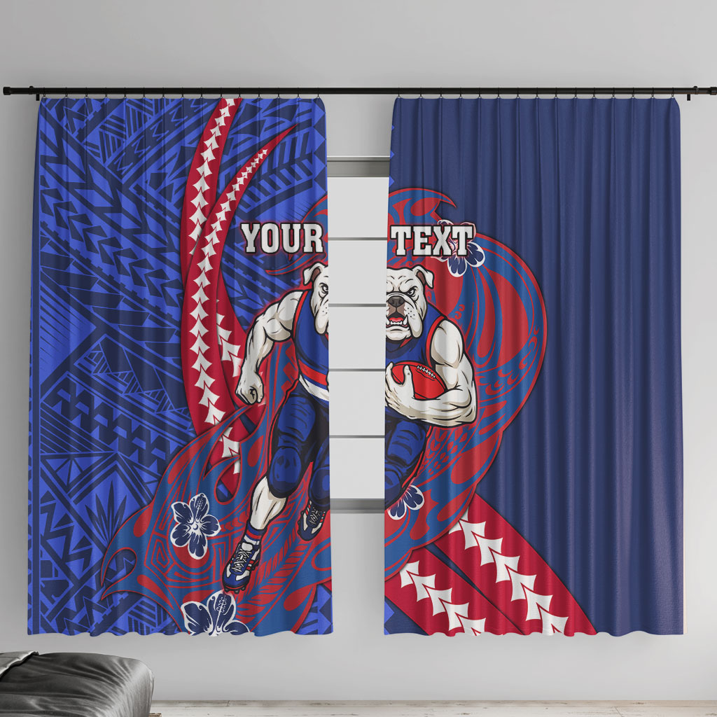 Personalized Western Bulldogs Window Curtain Polynesian Tribal Bulldog Mascot With Hibiscus Floral Art