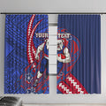 Personalized Western Bulldogs Window Curtain Polynesian Tribal Bulldog Mascot With Hibiscus Floral Art