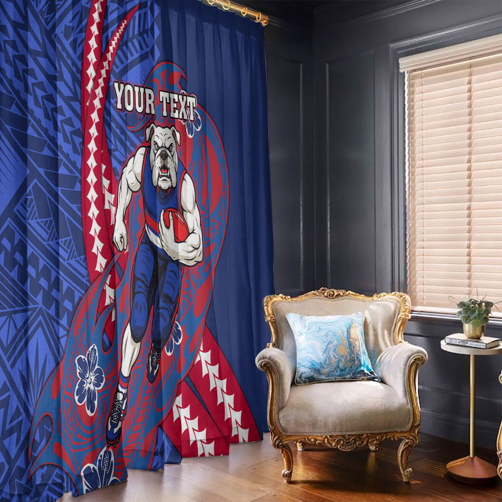 Personalized Western Bulldogs Window Curtain Polynesian Tribal Bulldog Mascot With Hibiscus Floral Art