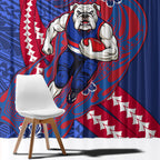 Personalized Western Bulldogs Window Curtain Polynesian Tribal Bulldog Mascot With Hibiscus Floral Art