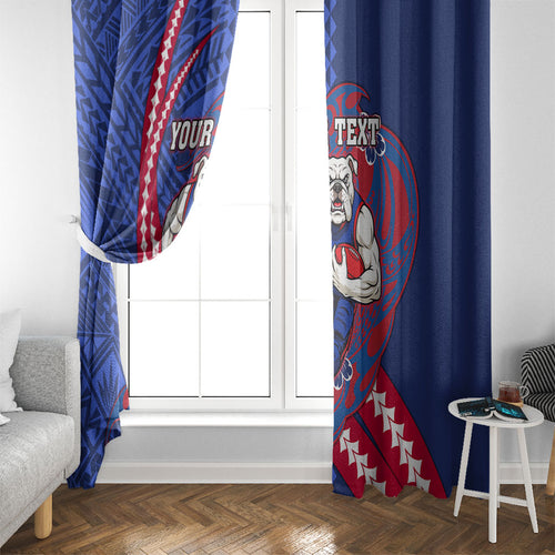 Personalized Western Bulldogs Window Curtain Polynesian Tribal Bulldog Mascot With Hibiscus Floral Art