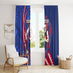 Personalized Western Bulldogs Window Curtain Polynesian Tribal Bulldog Mascot With Hibiscus Floral Art