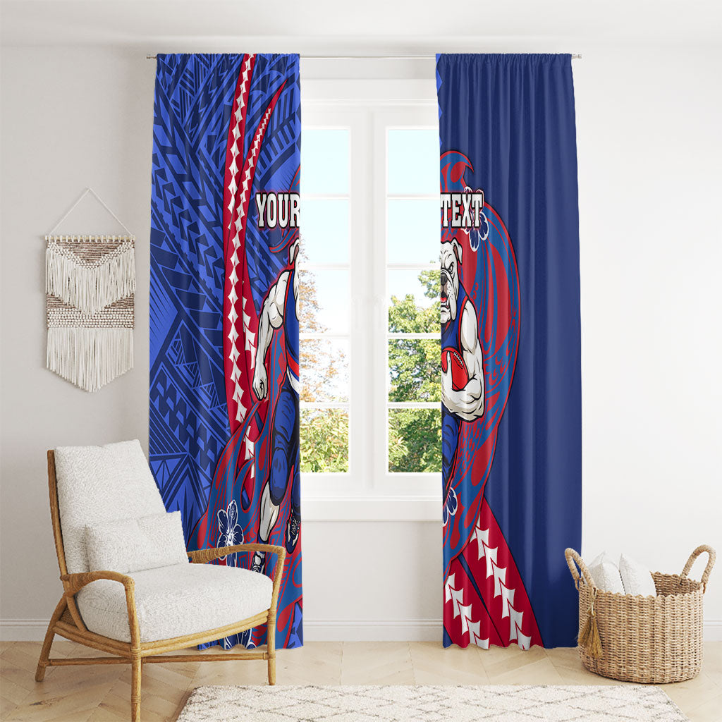 Personalized Western Bulldogs Window Curtain Polynesian Tribal Bulldog Mascot With Hibiscus Floral Art