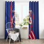 Personalized Western Bulldogs Window Curtain Polynesian Tribal Bulldog Mascot With Hibiscus Floral Art