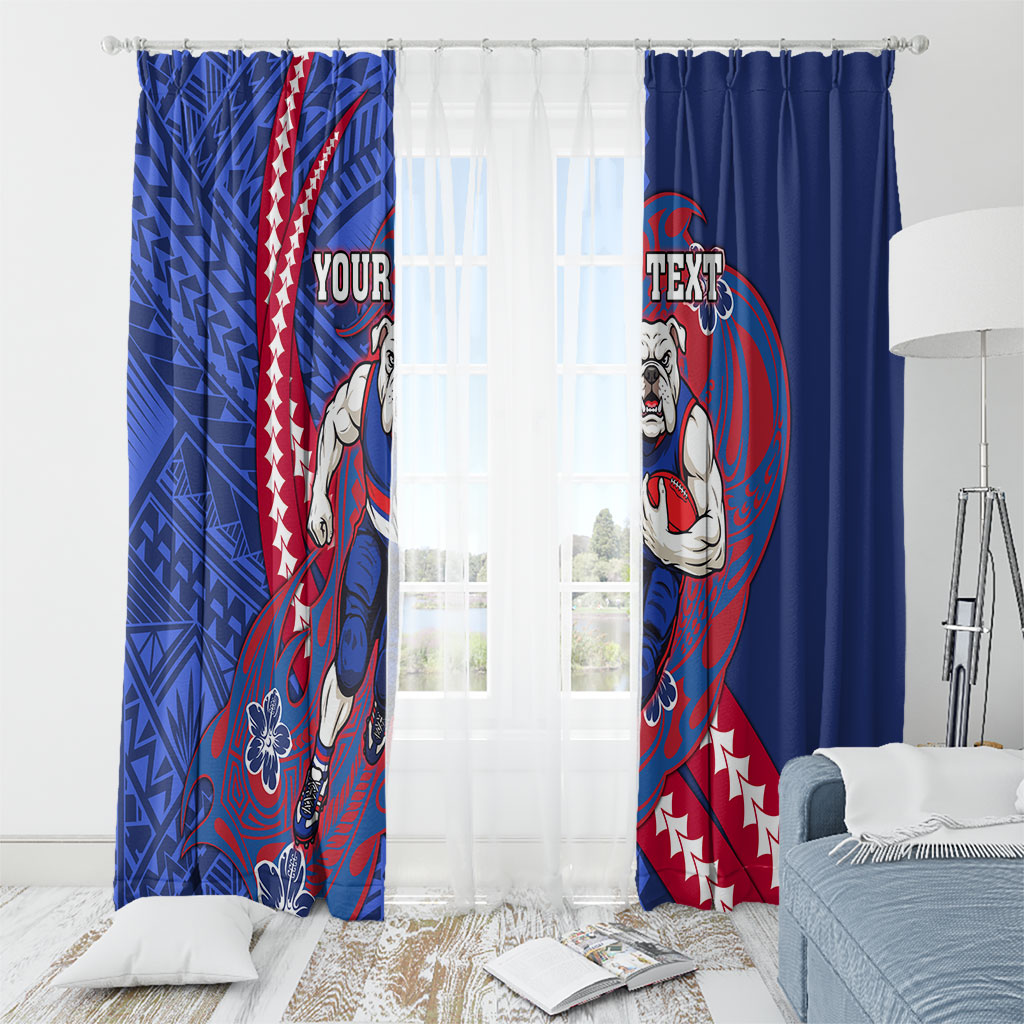 Personalized Western Bulldogs Window Curtain Polynesian Tribal Bulldog Mascot With Hibiscus Floral Art