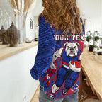 Personalized Western Bulldogs Women Casual Shirt Polynesian Tribal Bulldog Mascot With Hibiscus Floral Art