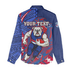 Personalized Western Bulldogs Women Casual Shirt Polynesian Tribal Bulldog Mascot With Hibiscus Floral Art