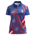 Personalized Western Bulldogs Women Polo Shirt Polynesian Tribal Bulldog Mascot With Hibiscus Floral Art