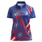 Personalized Western Bulldogs Women Polo Shirt Polynesian Tribal Bulldog Mascot With Hibiscus Floral Art