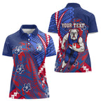 Personalized Western Bulldogs Women Polo Shirt Polynesian Tribal Bulldog Mascot With Hibiscus Floral Art