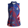 Personalized Western Bulldogs Women Sleeveless Polo Shirt Polynesian Tribal Bulldog Mascot With Hibiscus Floral Art