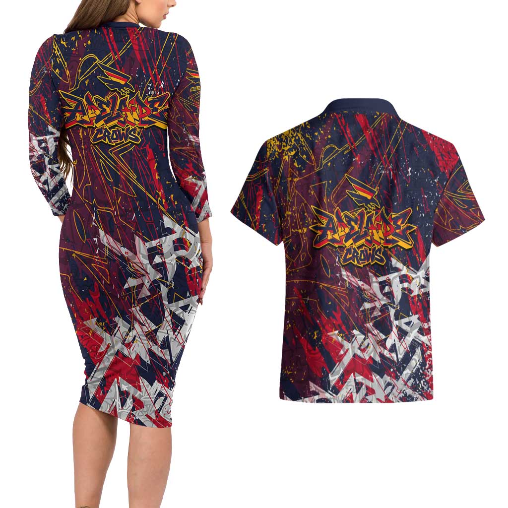 Adelaide Crows Couples Matching Long Sleeve Bodycon Dress and Hawaiian Shirt Street Art Urban Graffiti Football