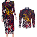 Adelaide Crows Couples Matching Long Sleeve Bodycon Dress and Long Sleeve Button Shirt Street Art Urban Graffiti Football