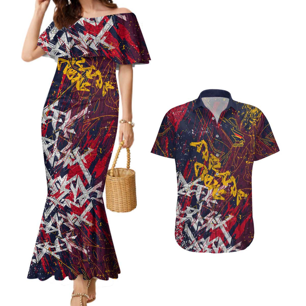 Adelaide Crows Couples Matching Mermaid Dress and Hawaiian Shirt Street Art Urban Graffiti Football