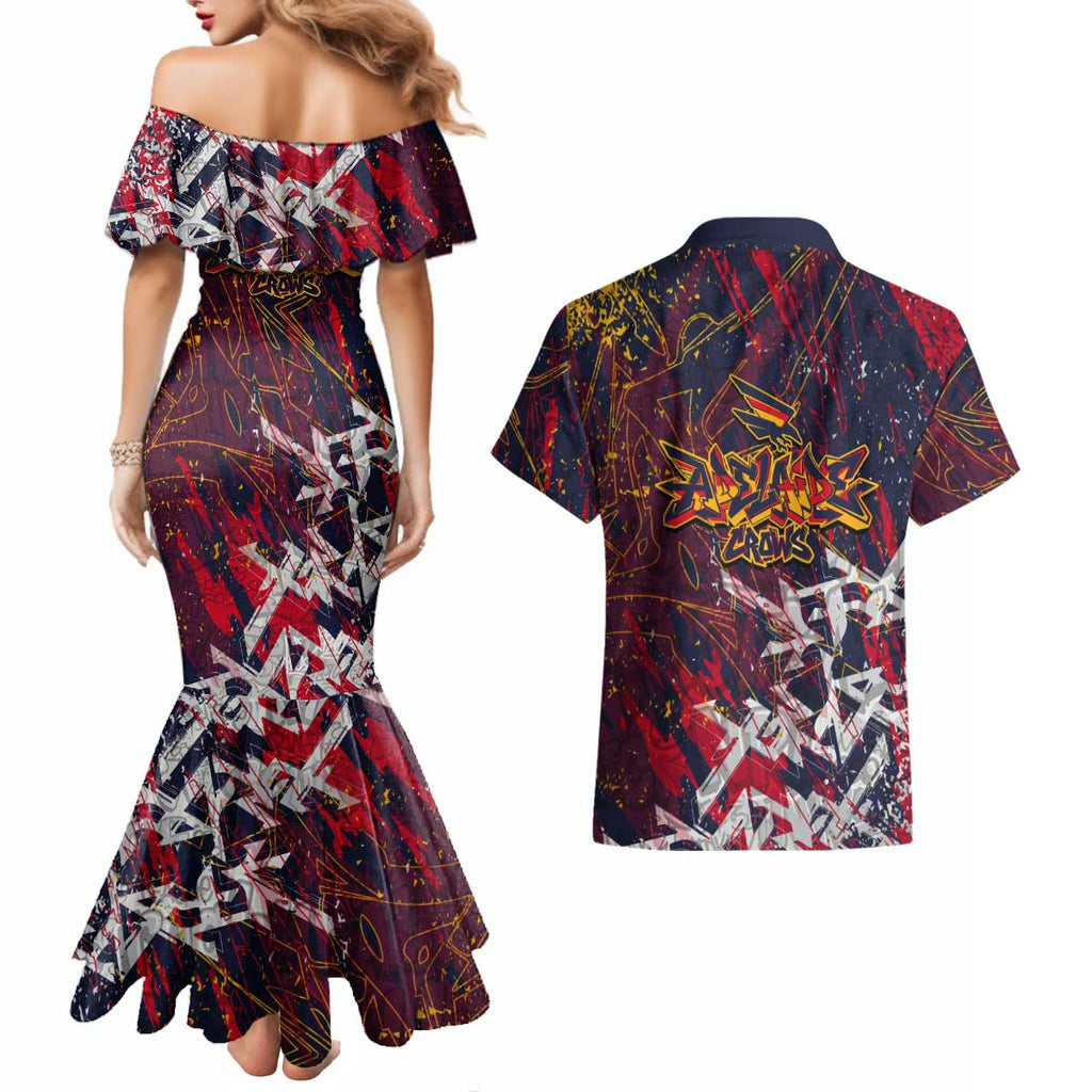 Adelaide Crows Couples Matching Mermaid Dress and Hawaiian Shirt Street Art Urban Graffiti Football