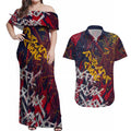 Adelaide Crows Couples Matching Off Shoulder Maxi Dress and Hawaiian Shirt Street Art Urban Graffiti Football