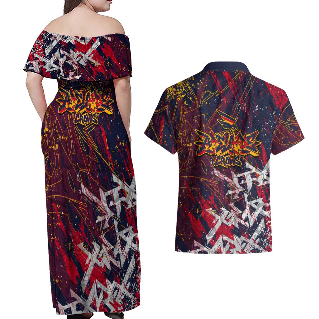 Adelaide Crows Couples Matching Off Shoulder Maxi Dress and Hawaiian Shirt Street Art Urban Graffiti Football
