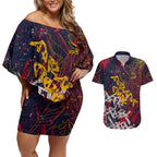 Adelaide Crows Couples Matching Off Shoulder Short Dress and Hawaiian Shirt Street Art Urban Graffiti Football