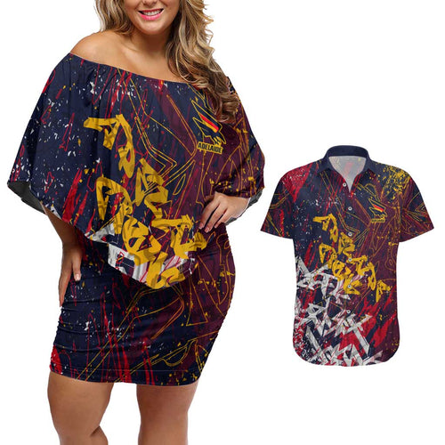 Adelaide Crows Couples Matching Off Shoulder Short Dress and Hawaiian Shirt Street Art Urban Graffiti Football