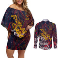 Adelaide Crows Couples Matching Off Shoulder Short Dress and Long Sleeve Button Shirt Street Art Urban Graffiti Football