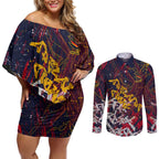 Adelaide Crows Couples Matching Off Shoulder Short Dress and Long Sleeve Button Shirt Street Art Urban Graffiti Football