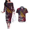 Adelaide Crows Couples Matching Off The Shoulder Long Sleeve Dress and Hawaiian Shirt Street Art Urban Graffiti Football