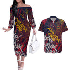 Adelaide Crows Couples Matching Off The Shoulder Long Sleeve Dress and Hawaiian Shirt Street Art Urban Graffiti Football