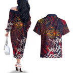 Adelaide Crows Couples Matching Off The Shoulder Long Sleeve Dress and Hawaiian Shirt Street Art Urban Graffiti Football
