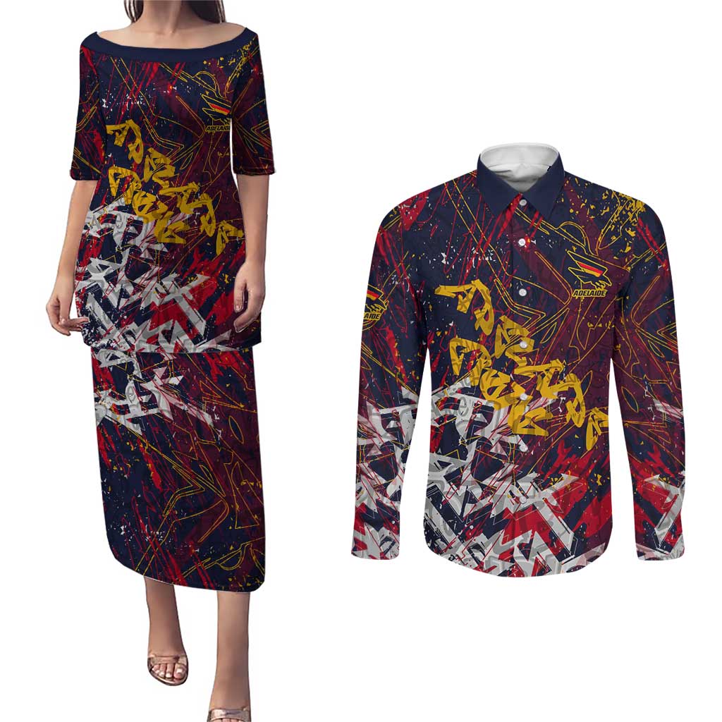 Adelaide Crows Couples Matching Puletasi and Long Sleeve Button Shirt Street Art Urban Graffiti Football