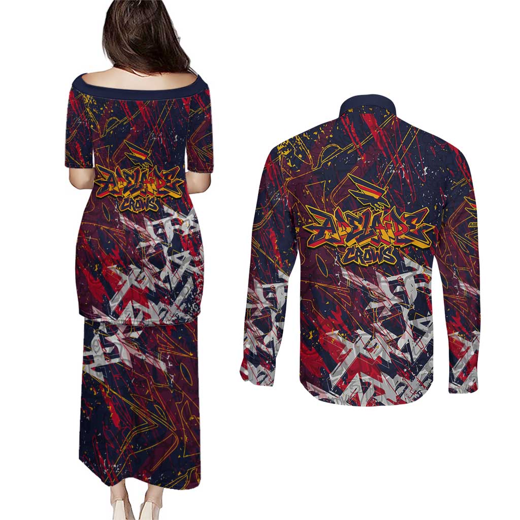 Adelaide Crows Couples Matching Puletasi and Long Sleeve Button Shirt Street Art Urban Graffiti Football