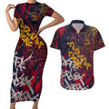 Adelaide Crows Couples Matching Short Sleeve Bodycon Dress and Hawaiian Shirt Street Art Urban Graffiti Football