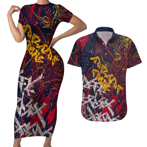 Adelaide Crows Couples Matching Short Sleeve Bodycon Dress and Hawaiian Shirt Street Art Urban Graffiti Football