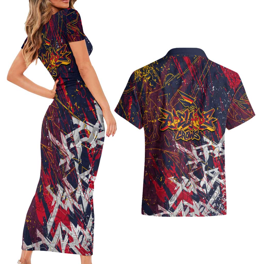 Adelaide Crows Couples Matching Short Sleeve Bodycon Dress and Hawaiian Shirt Street Art Urban Graffiti Football