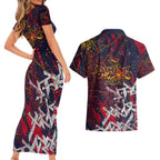 Adelaide Crows Couples Matching Short Sleeve Bodycon Dress and Hawaiian Shirt Street Art Urban Graffiti Football