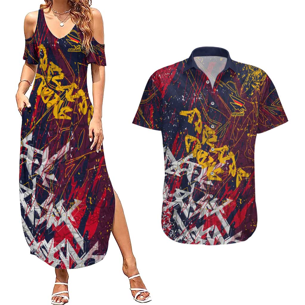 Adelaide Crows Couples Matching Summer Maxi Dress and Hawaiian Shirt Street Art Urban Graffiti Football