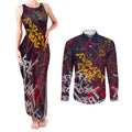 Adelaide Crows Couples Matching Tank Maxi Dress and Long Sleeve Button Shirt Street Art Urban Graffiti Football