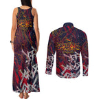 Adelaide Crows Couples Matching Tank Maxi Dress and Long Sleeve Button Shirt Street Art Urban Graffiti Football