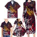 Adelaide Crows Family Matching Long Sleeve Bodycon Dress and Hawaiian Shirt Street Art Urban Graffiti Football