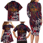 Adelaide Crows Family Matching Long Sleeve Bodycon Dress and Hawaiian Shirt Street Art Urban Graffiti Football