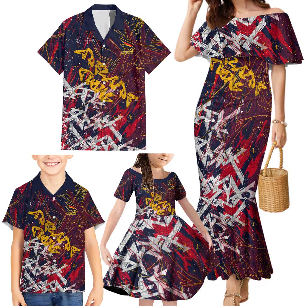 Adelaide Crows Family Matching Mermaid Dress and Hawaiian Shirt Street Art Urban Graffiti Football