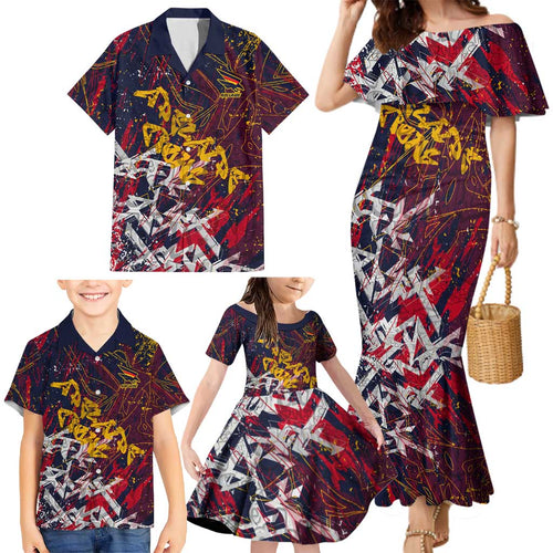 Adelaide Crows Family Matching Mermaid Dress and Hawaiian Shirt Street Art Urban Graffiti Football