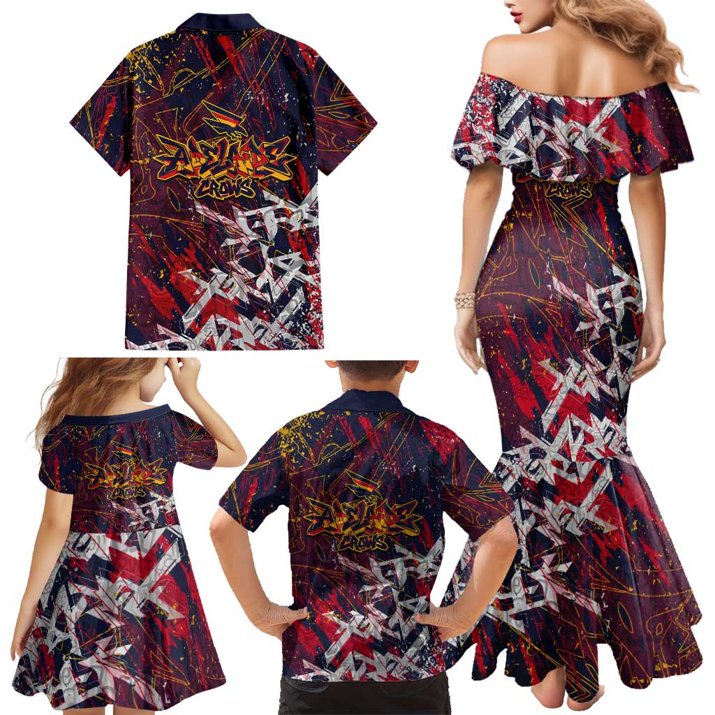 Adelaide Crows Family Matching Mermaid Dress and Hawaiian Shirt Street Art Urban Graffiti Football