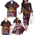 Adelaide Crows Family Matching Off The Shoulder Long Sleeve Dress and Hawaiian Shirt Street Art Urban Graffiti Football